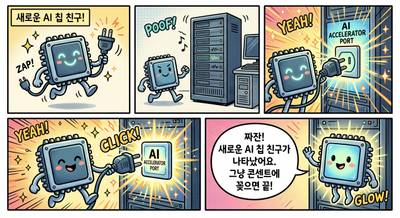 [어드밴싱 AI 2026] “인프라 다 바꿀 필요 없다” 실속·효율 노린 ‘MI350P’ - 짜잔! 새로운 AI 칩 친구가 나타났어요. 그냥 콘센트에 꽂으면 끝!